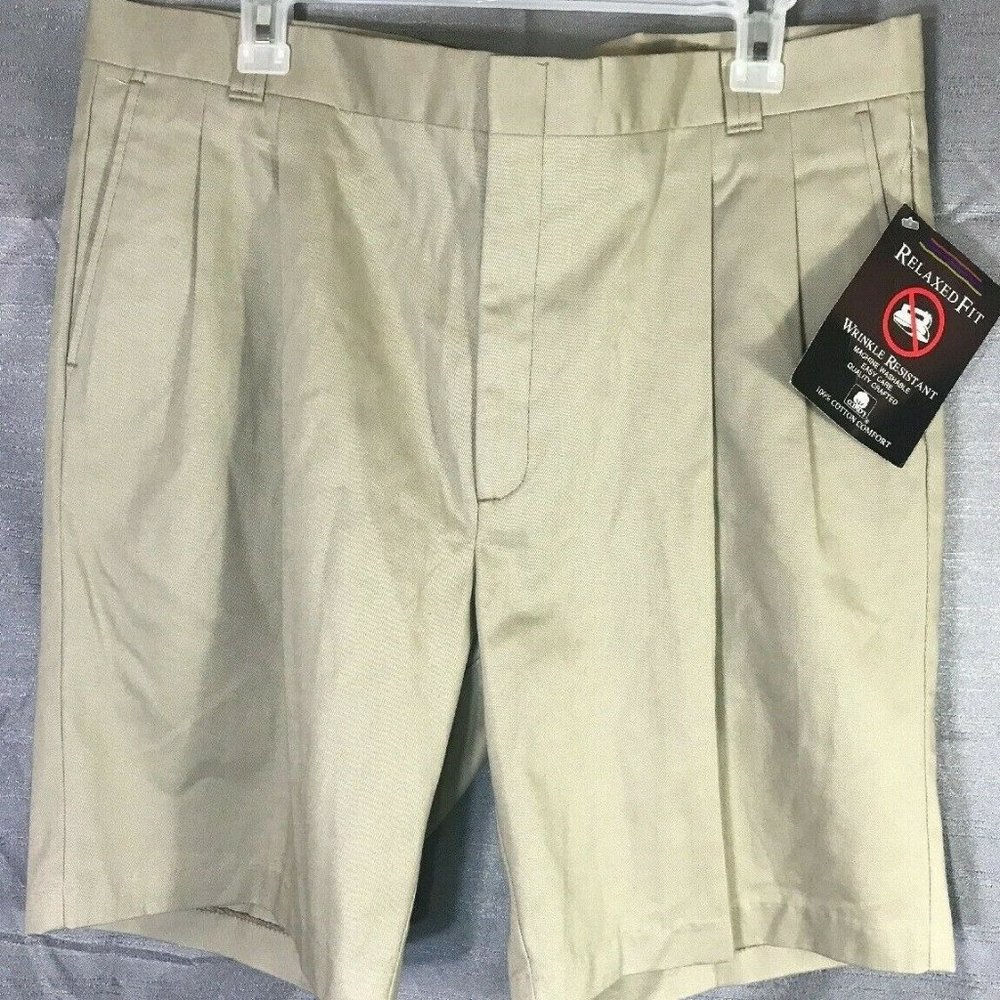 Impact Relaxed-Fit Mens Beige Khaki Shorts Size 38
